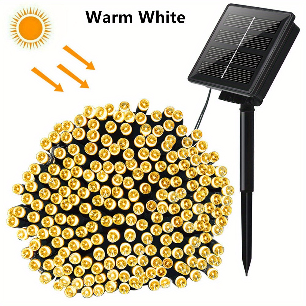 1pc solar christmas lights 39 4ft 100 led 8 modes solar string lights waterproof solar fairy lights for christmas decorations warm white multicolor white blue waterproof solar patio lights with remoted control solar fairy lights details 0