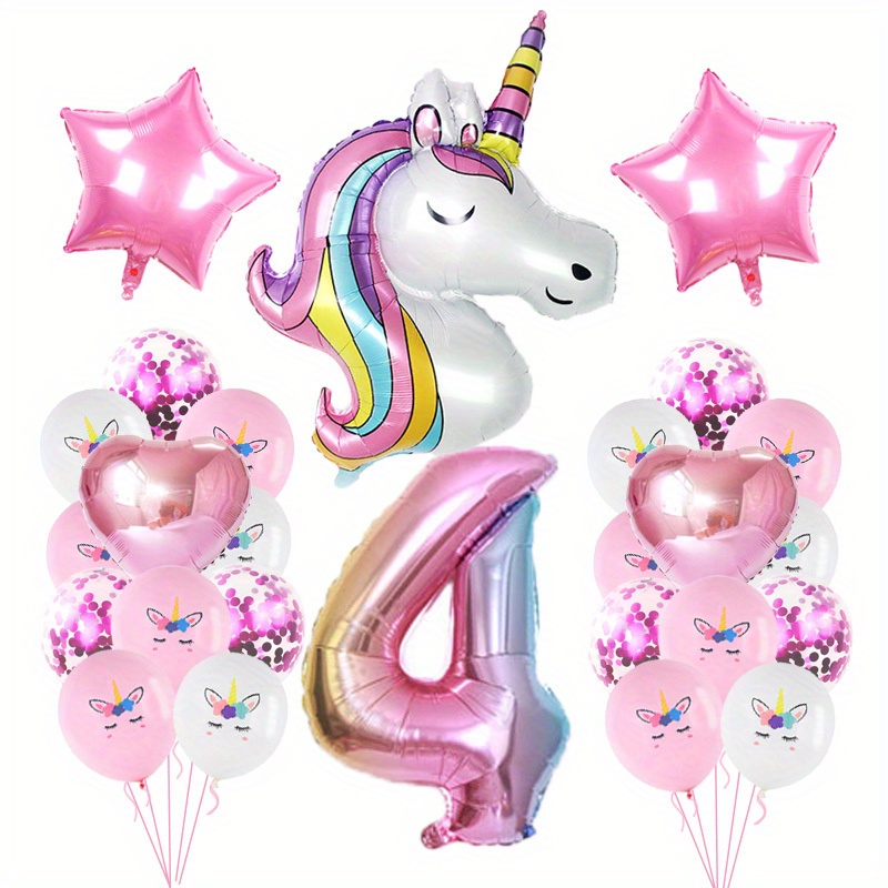 21pcs Set Palloncini Numerici Feste Compleanno Rainbow Unicorn
