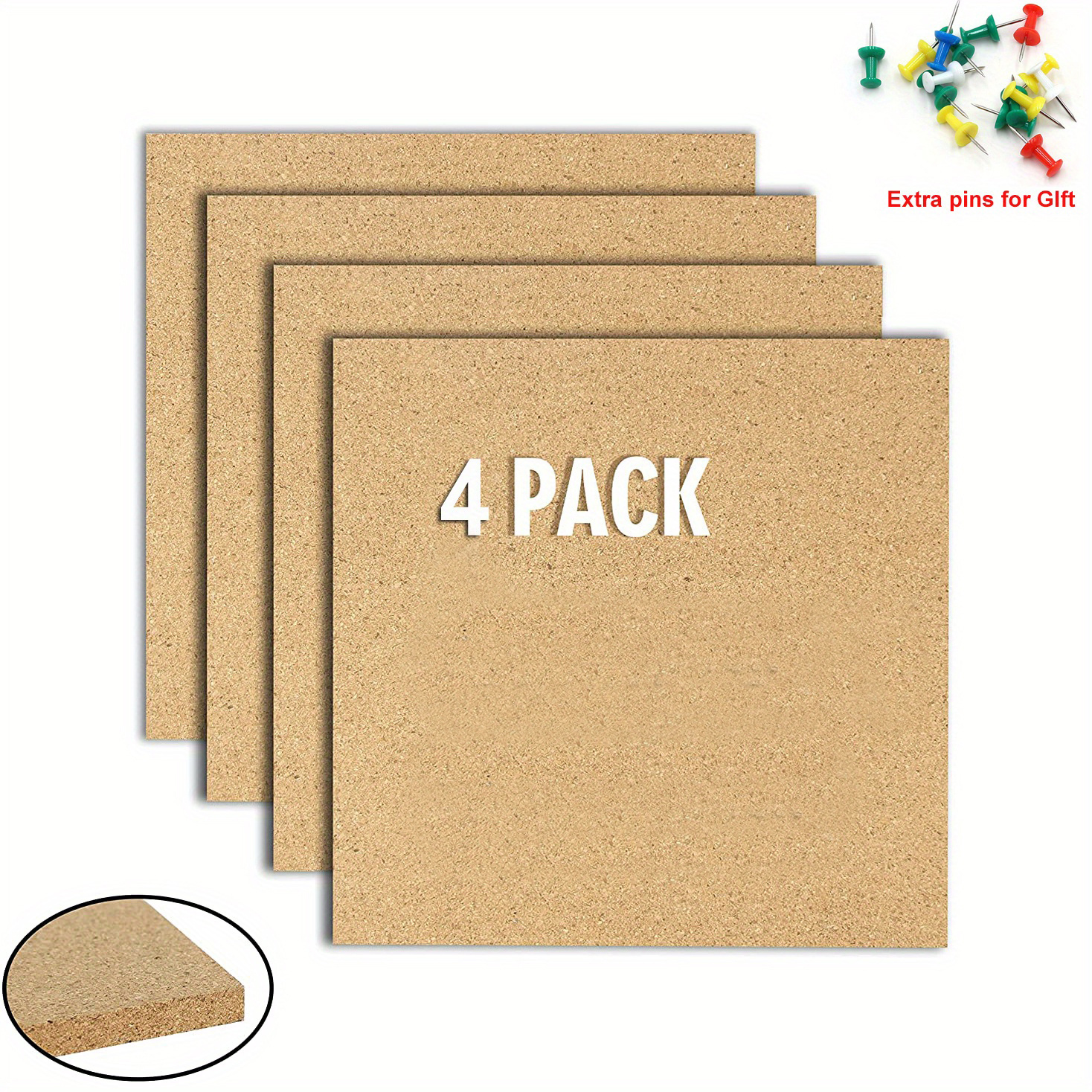 WAYHOUL Cork Bulletin Board for Walls, 1/2 Thick Square Pin Board for  Walls With Frame 12X12, White Small Corkboard with 10 Push Pins and 10  Wood