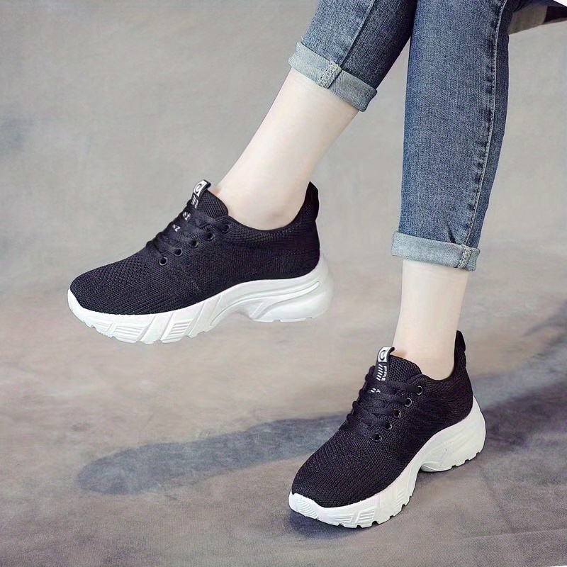 Autumn/winter Knitted Lace-up Casual Sports Shoes For Women, Lightweight  Breathable Running Shoe