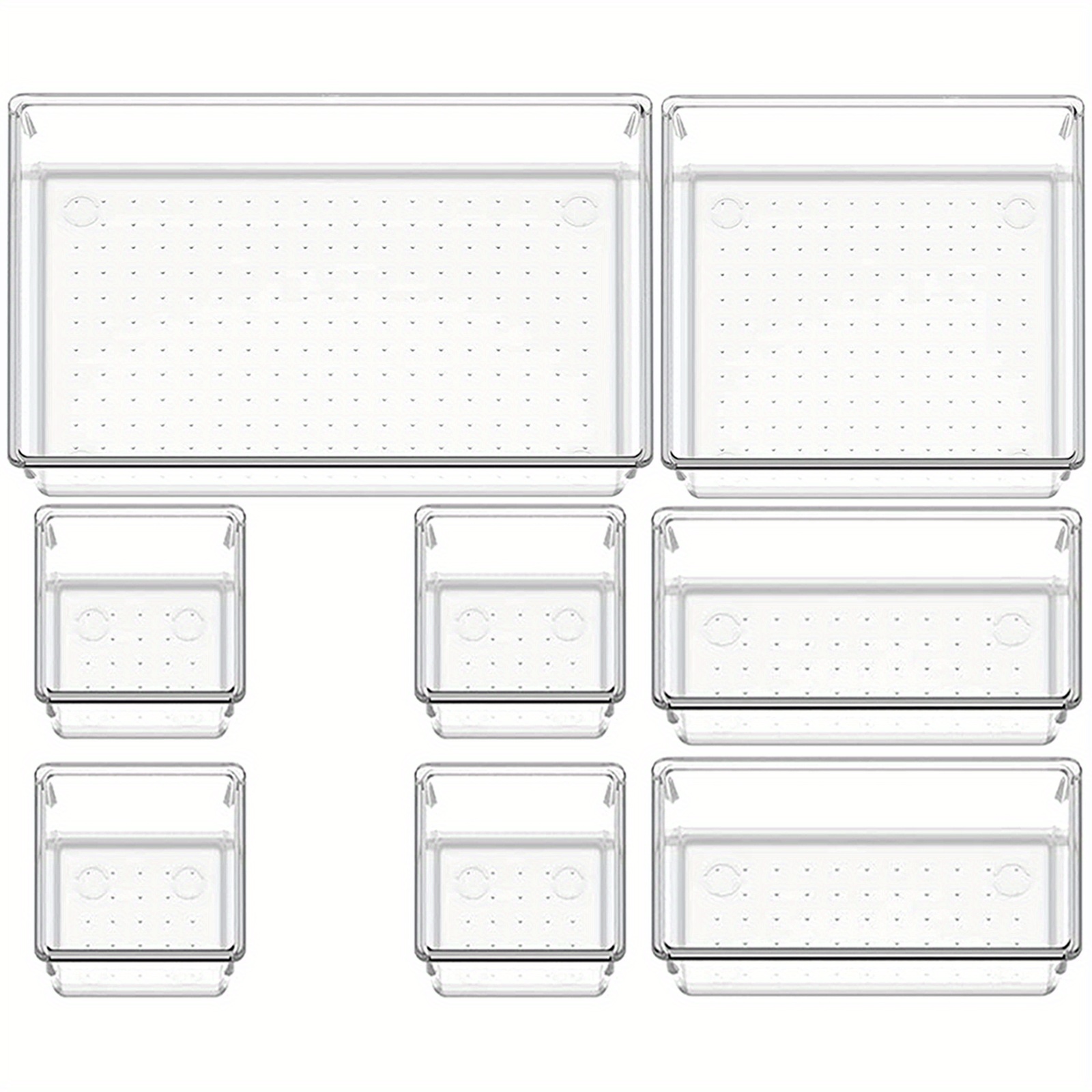 8/16pcs Clear Plastic Drawer Organizer Set - Customizable Layout Storage  Bins for Home, Bathroom, Bedroom, Dresser, and Office - Multipurpose Desk  Dra