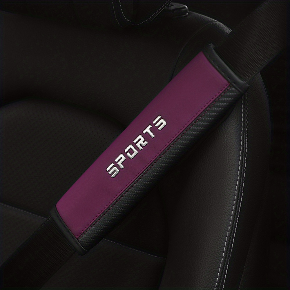 Housse de protection d'épaule de ceinture de sécurité en cuir de voiture en  fibre de carbone pour aider à protéger votre cou et vos épaules (noir  violet, 2 pcs)