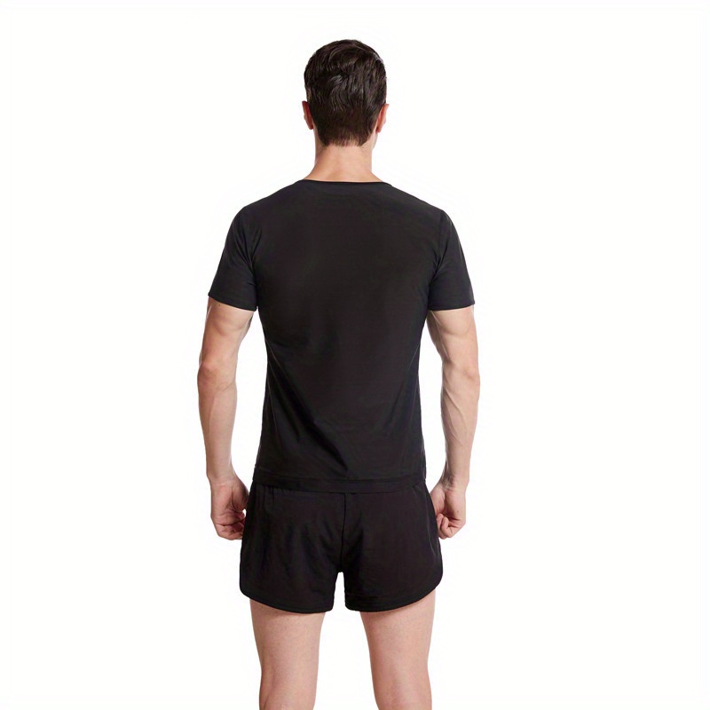 PRMDDP Camiseta de entrenamiento de cintura para hombre,  camiseta de compresión de manga corta, sin neopreno, traje de sauna (color  : negro, tamaño: 4XL/5XL) : Deportes y Actividades al Aire Libre