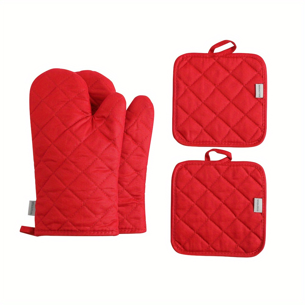 Extra Long Oven Mitts And Pot Holders Sets, 15 Inches Heat