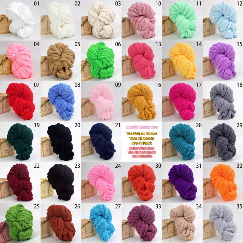 Purple Chunky Chenille Knitting Yarn,Jumbo Chenille Yarn for Arm Knitting Blanket Hat Scarf,Super Chunky Blanket Yarn,Hand Knitting Yarn,250g