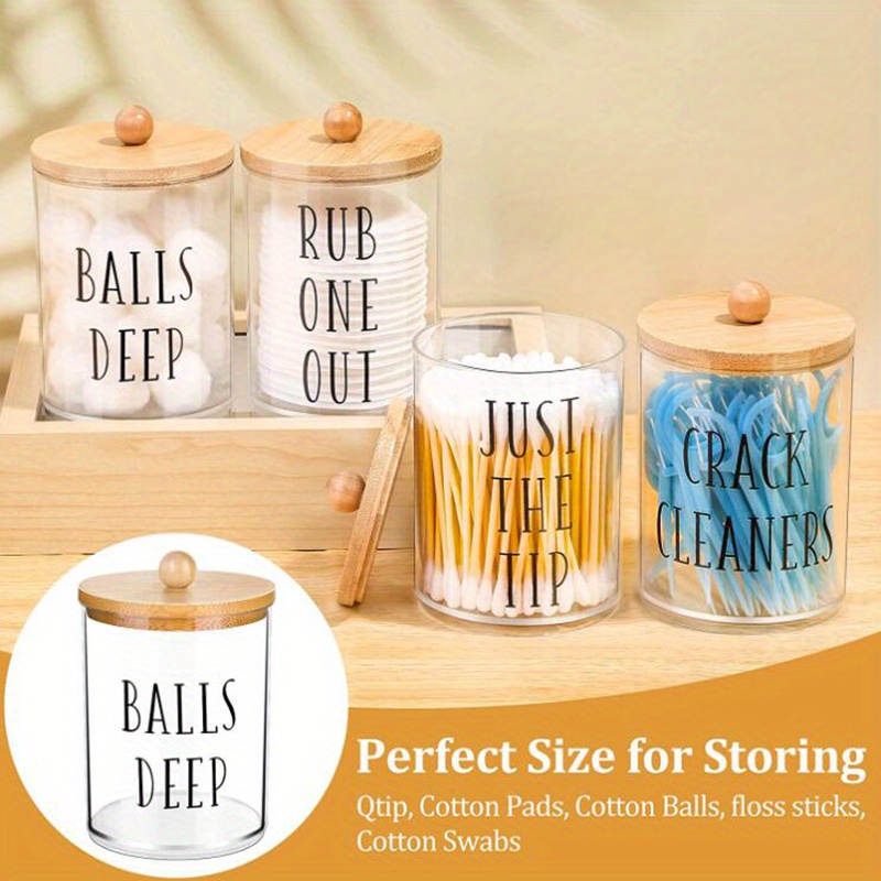 Qtip Holder Apothecary Jars Lids Clear Bathroom Organizer Temu