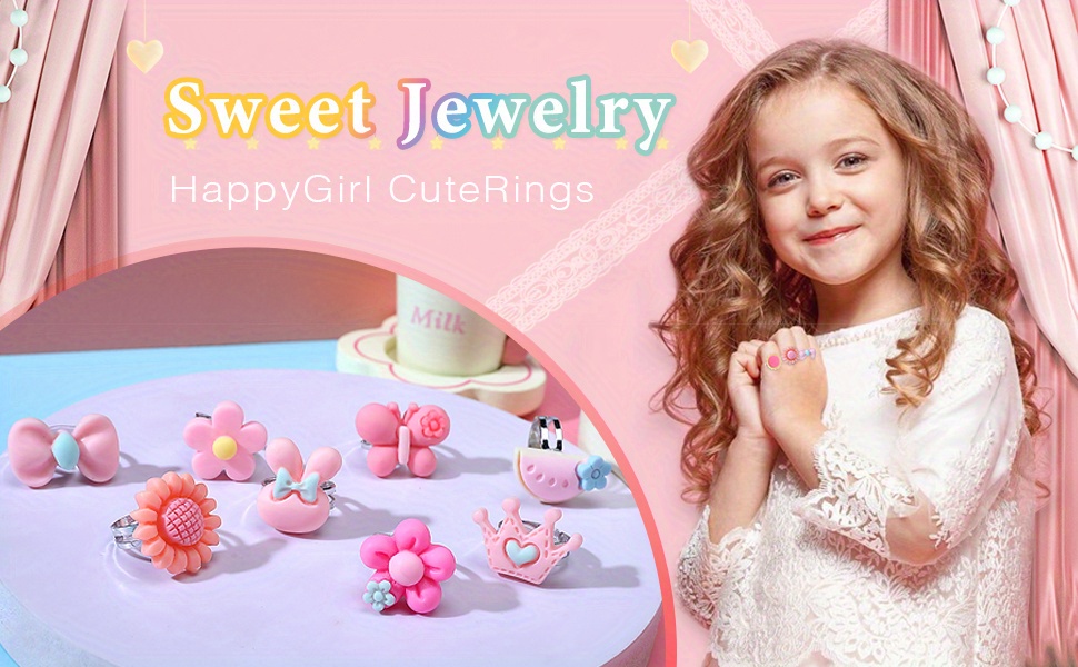 Little Girls Jewelry Birthday Gifts Toys Kids Rings Ages 8-12 Alloy Costume  Delicate Toddler Play - AliExpress