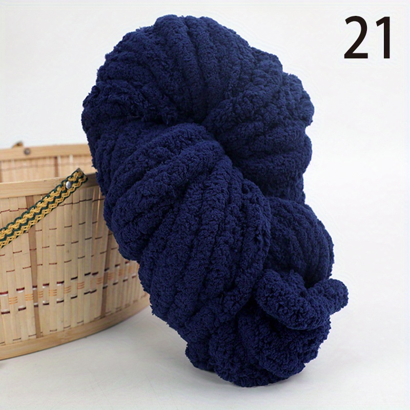 HOMBYS Navy Blue Chunky Chenille Yarn for Crocheting, Bulky Thick Fluffy  Yarn for Knitting,Super Bulky Chunky Yarn for Hand Knitting Blanket, Soft