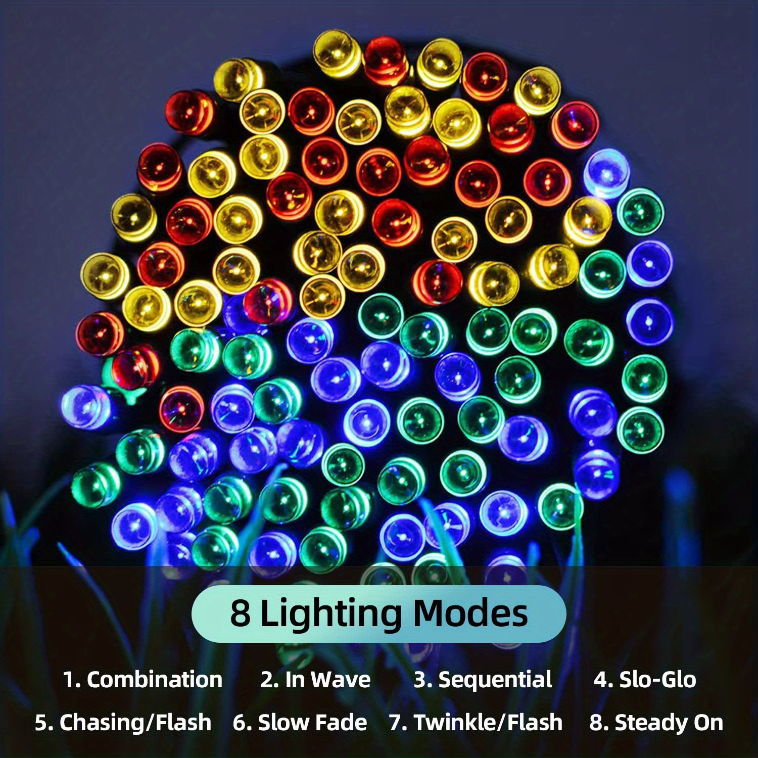 1pc solar christmas lights 39 4ft 100 led 8 modes solar string lights waterproof solar fairy lights for christmas decorations warm white multicolor white blue waterproof solar patio lights with remoted control solar fairy lights details 5