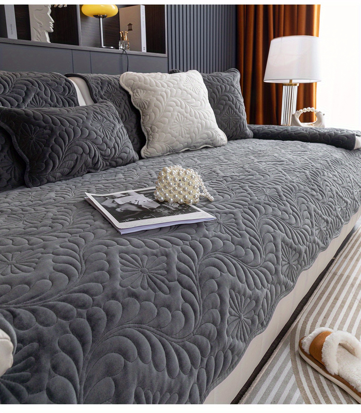 Soft Comfortable Milk Velvet Basho Leaf Sofa Slipcover Temu