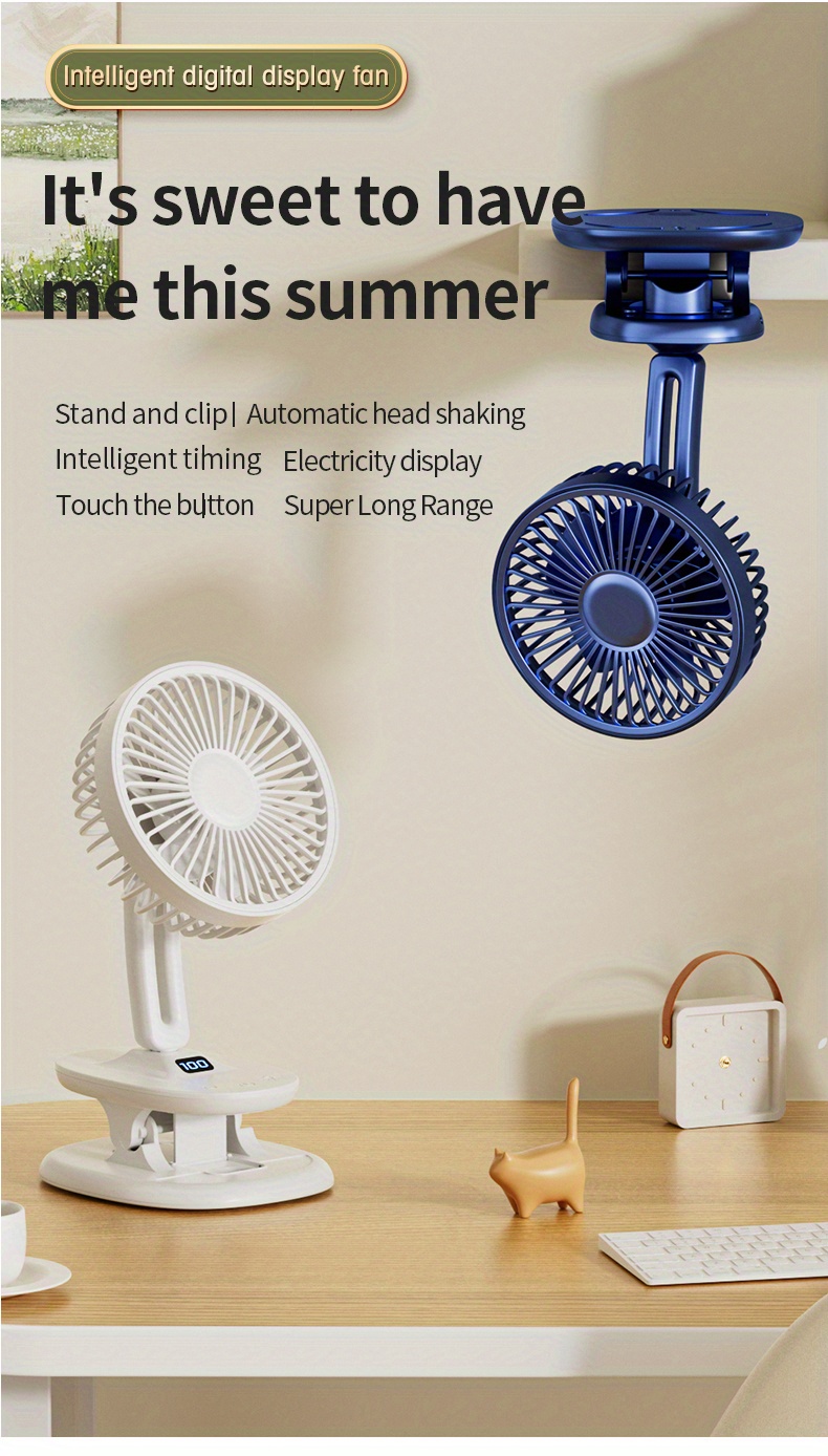 Mini Desk Fan Ultra quiet Clip Automatic Shaking Head Large - Temu