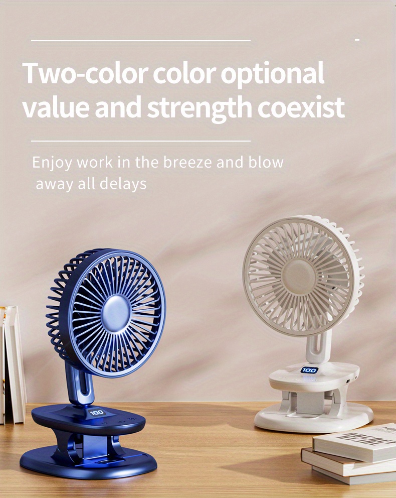 1pc usb fan desktop fan clampable   fan usb fan with shaking head function built in large capacity battery convenient fan for camping outdoor details 0