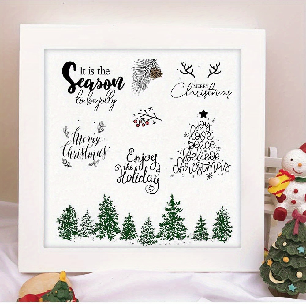 Kwan Crafts Merry Christmas Lantern Joy Tree Ball Giftbox Clear Stamps for  Card Making Decoration and DIY Scrapbooking