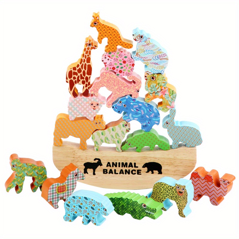 Juguetes Montessori 10 Piezas Bloques Animales Madera - Temu
