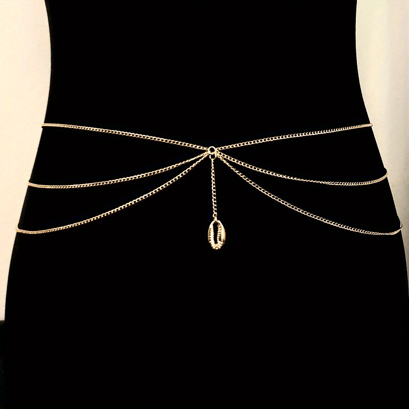 Shell Pendant Tassel Waist Chain Boho Golden Adjustable - Temu