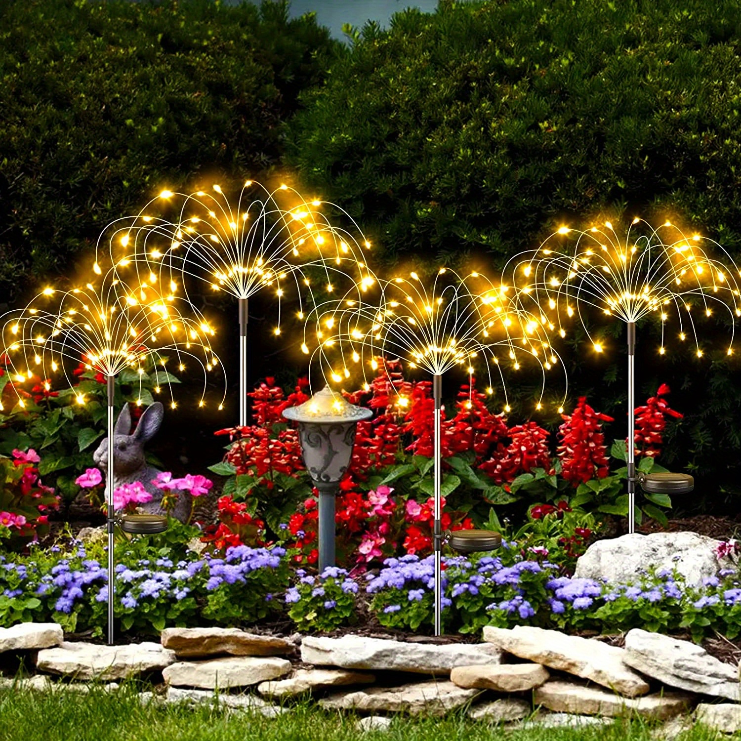 2pcs solar firework light 8 modes outdoor solar garden decorative lights 120 led powered 40 copper wires string diy landscape light for walkway pathway backyard christmas decoration parties multi color warmwhite white details 3