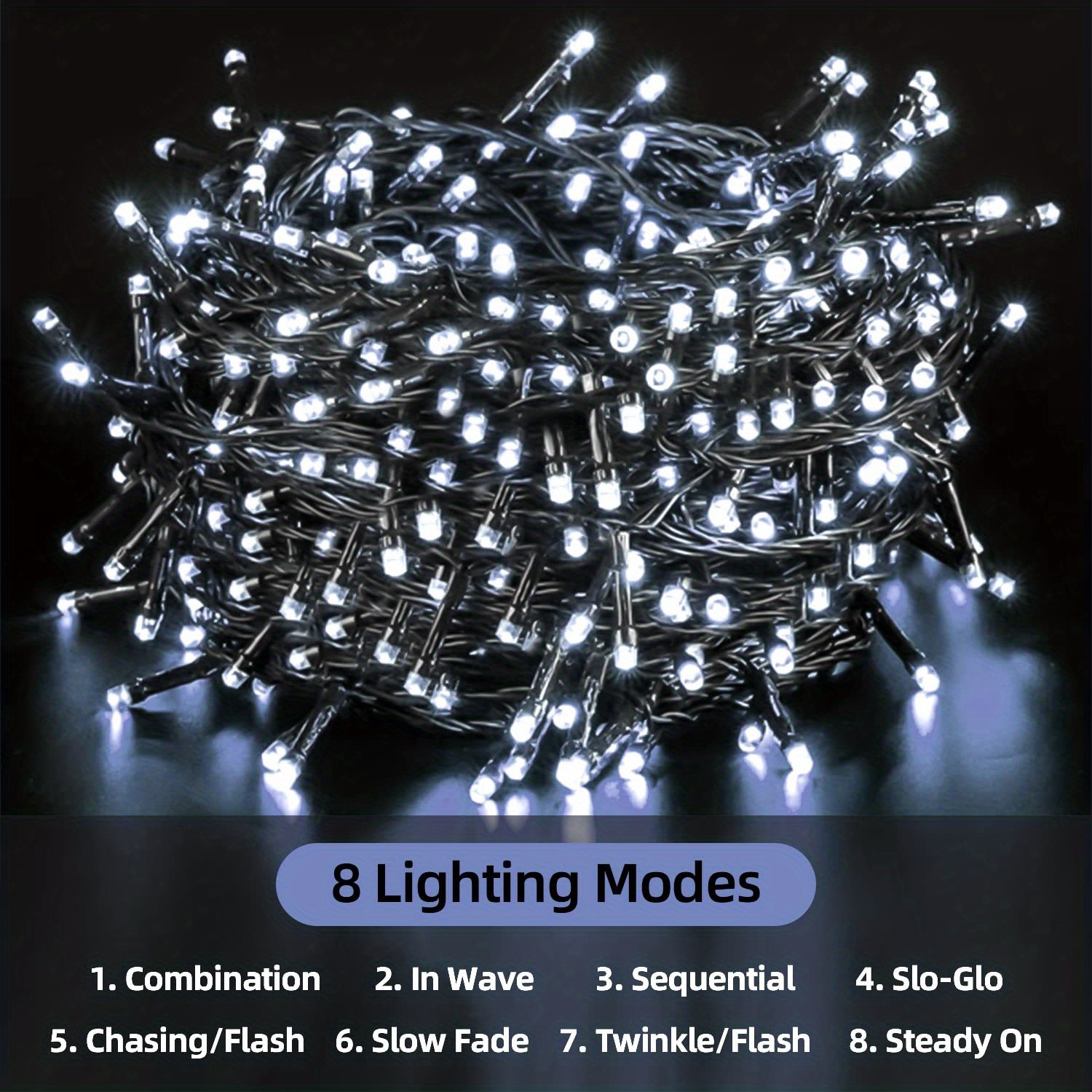 1pc solar christmas lights 39 4ft 100 led 8 modes solar string lights waterproof solar fairy lights for christmas decorations warm white multicolor white blue waterproof solar patio lights with remoted control solar fairy lights details 8