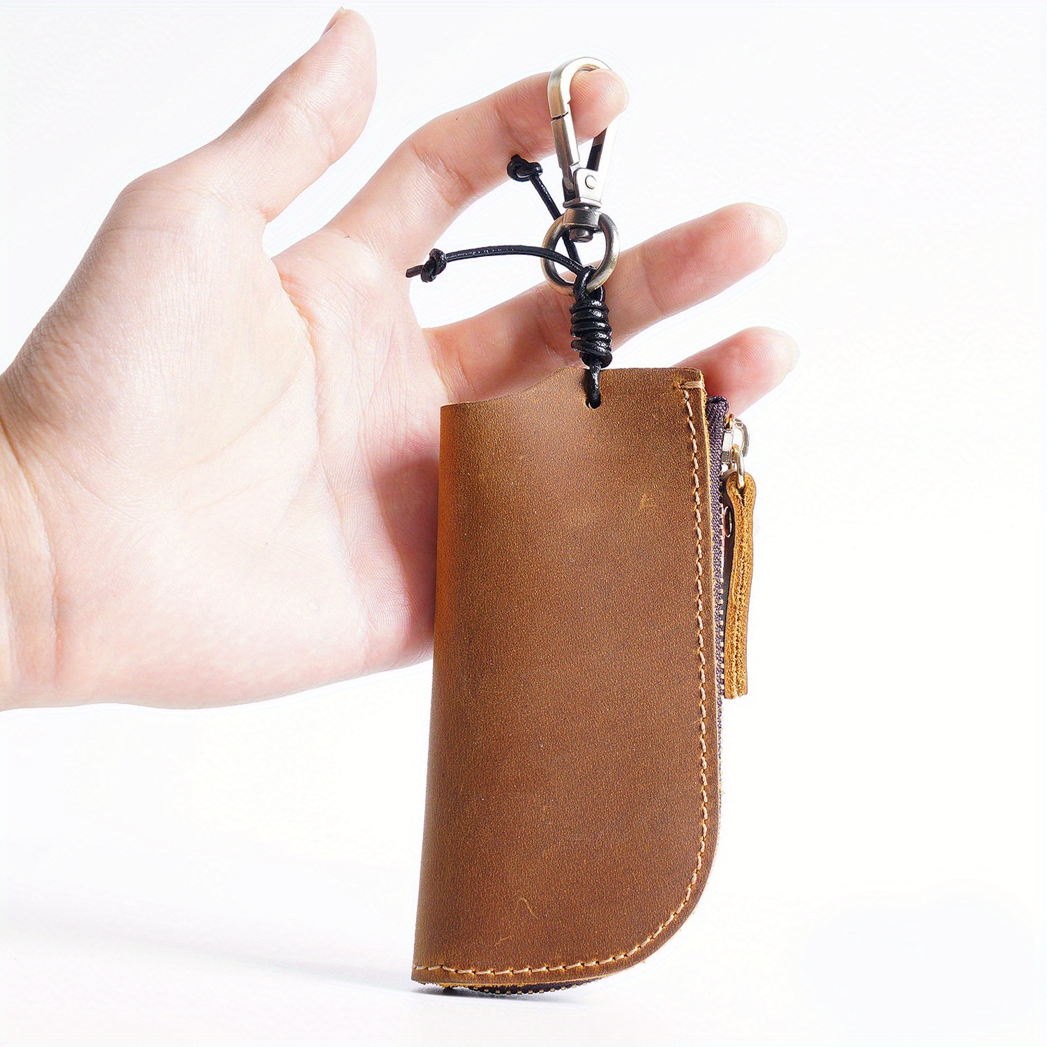 Handmade Genuine Leather Car Key Wallet Men Holder Keychain Pouch