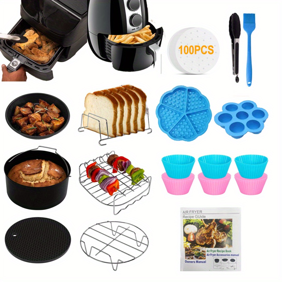 Square Air Fryer Accessories 11 Pcs With Recipe Cookbook Compatible For  Philips Air Fryer, Cosori And Other Square Airfryers And Oven, Deluxe Deep  Fry