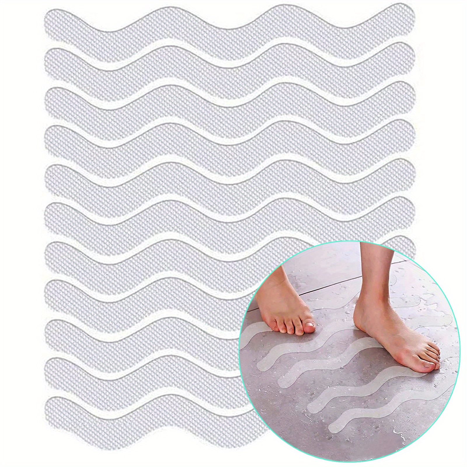 12PCs Bath Tub Shower Stickers Anti Slip Grip Strips Non-Slip