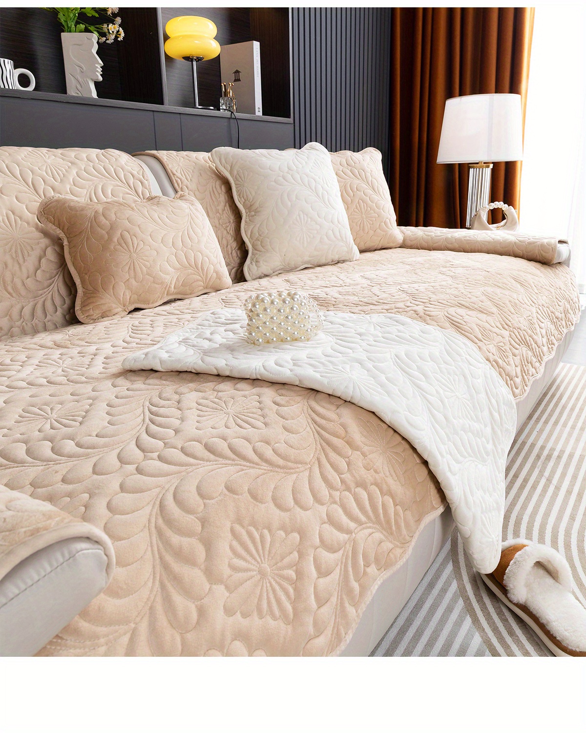 Soft Comfortable Milk Velvet Basho Leaf Sofa Slipcover Temu