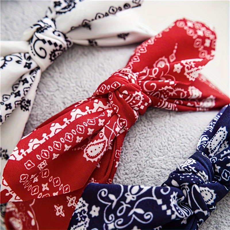 

1pcs Paisley Print Bohemian Headband For Women Girls Vintage Bowknot Elastic Hair Accessories For Daily Workout Sports Wear
