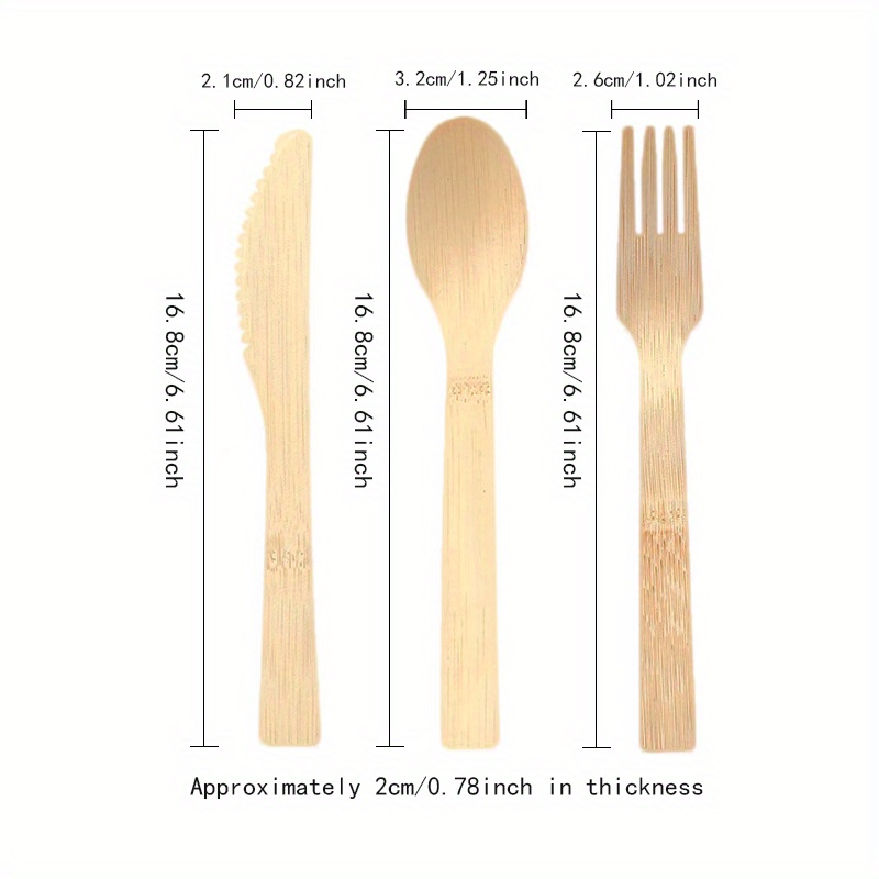 high quality bamboo cutlery   36pcs disposable knives forks spoons for parties picnics and outdoor events details 3