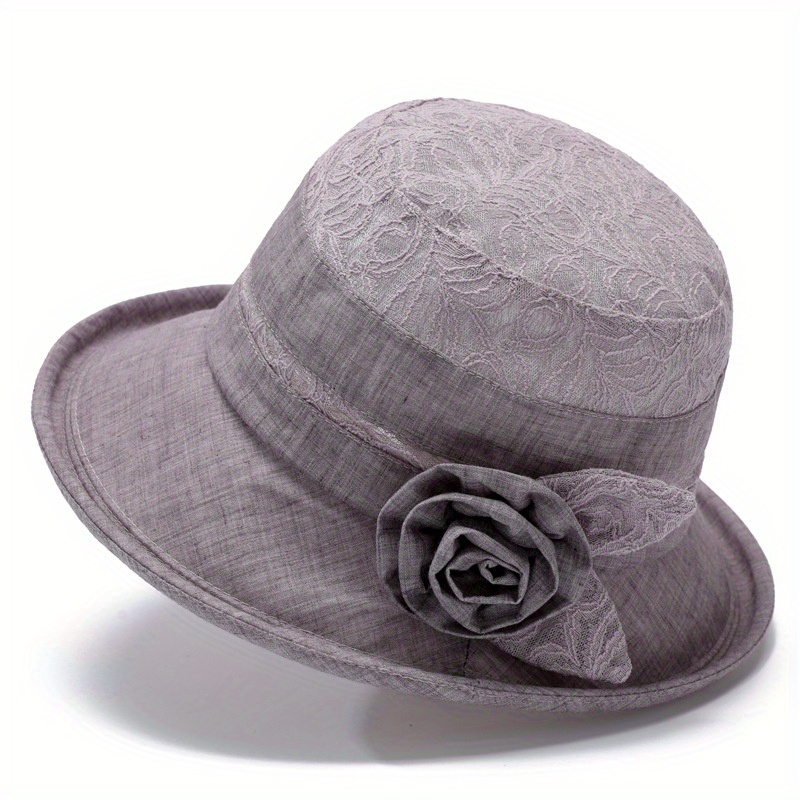 Lace Bucket Hat Flower Decor Thin Basin Hat Sun Hats For Women