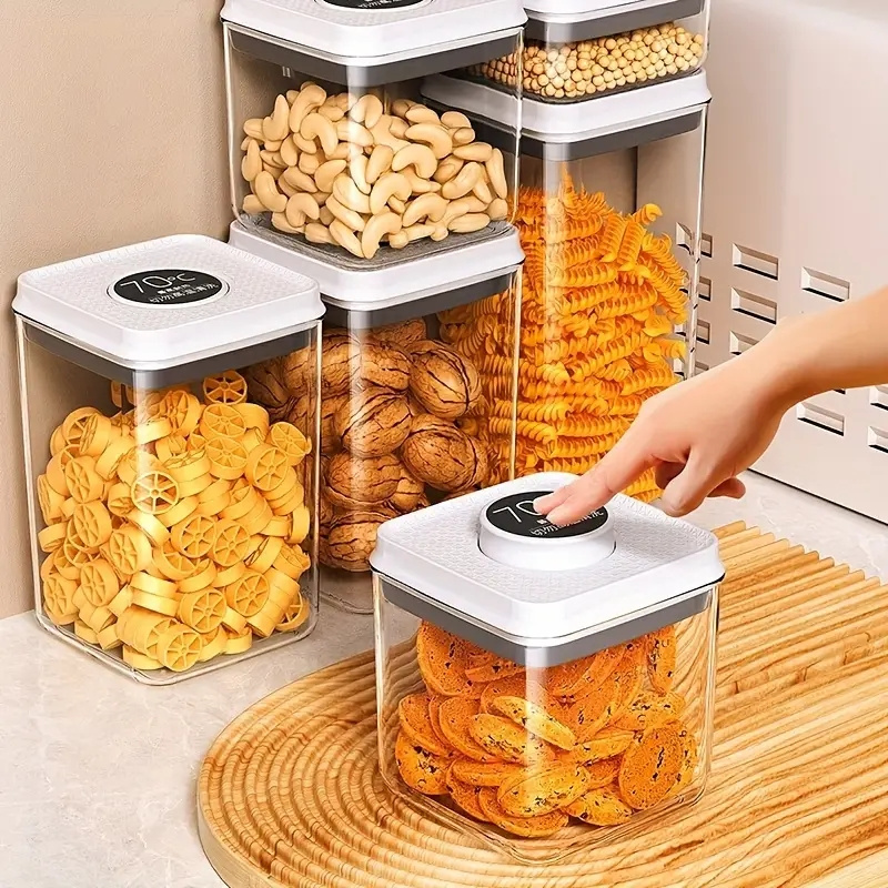 Pop Top Food Storage Containers, Airtight Cereal Containers, Push Button  Seal