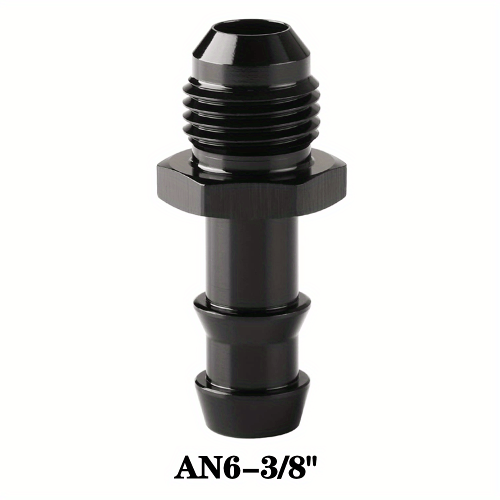 6AN Male to 5/16 8mm Hardline Fuel Hose Line Tube Straight Fitting Adapter  Black