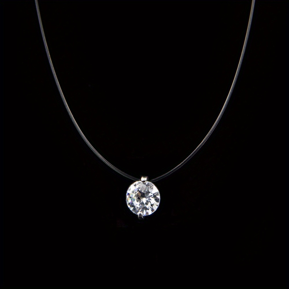 Diamond necklace with invisible chain sale