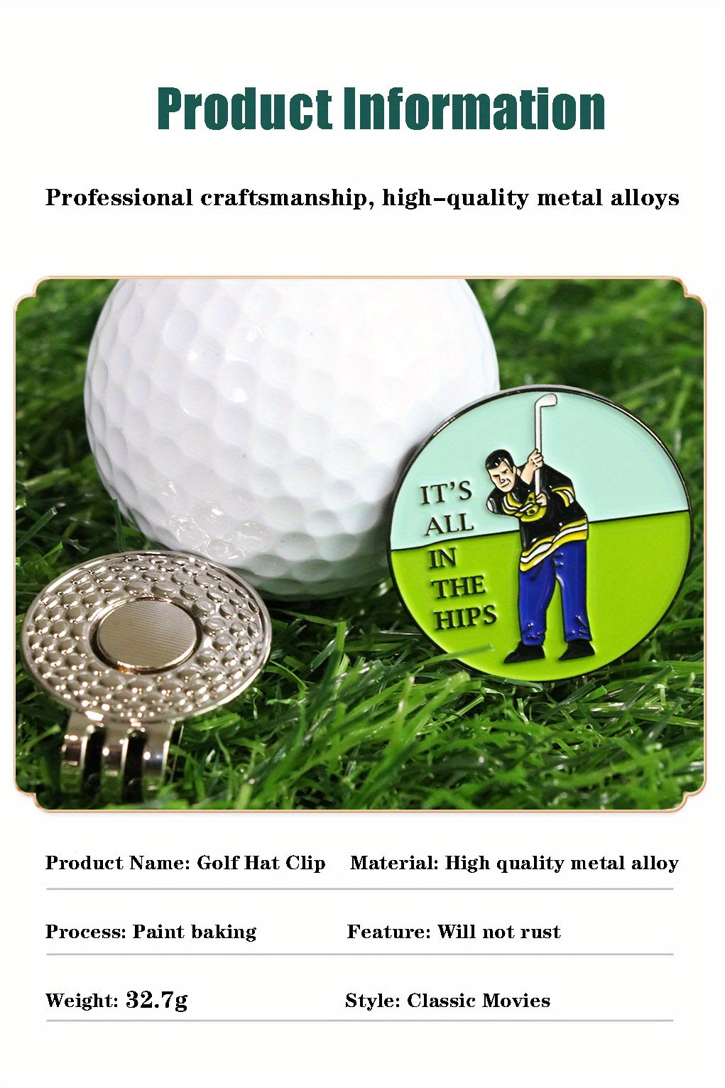 Golf Hat Clip Metallic Detachable Glove Clip Fun Temu New Zealand