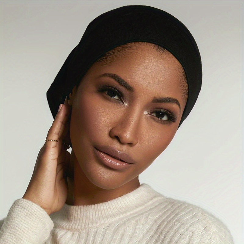 Minimalist Monochrome Undercap Thin Breathable Stretchy Turban, Head Scarf Hat Stylish Non-Slip Inner Hijab Temu