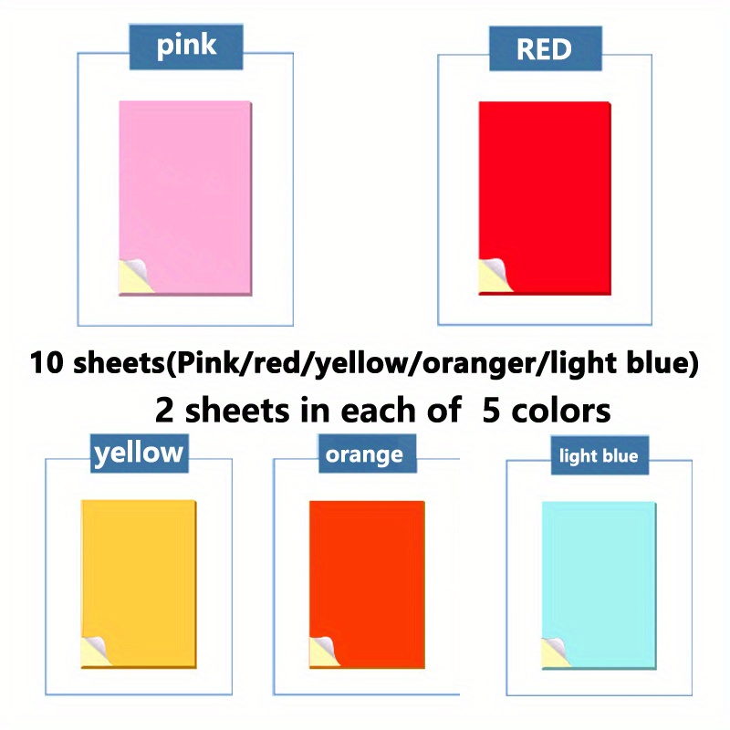 10 Hojas Papel Adhesivo Color A4 Impresora Inyección Tinta - Temu