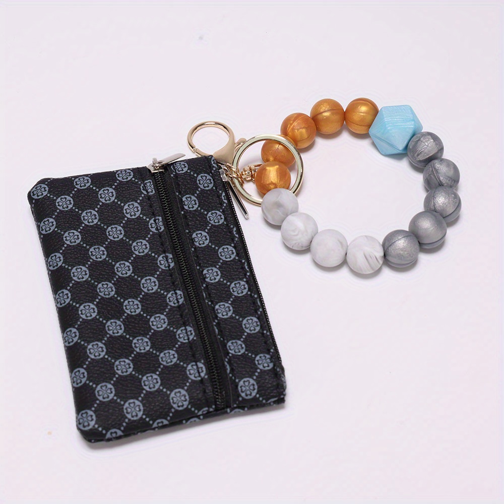 Marble Beaded Silicone Bracelet Keychain Pendant Pvc Purse Key Ring Pendant  - Temu Croatia