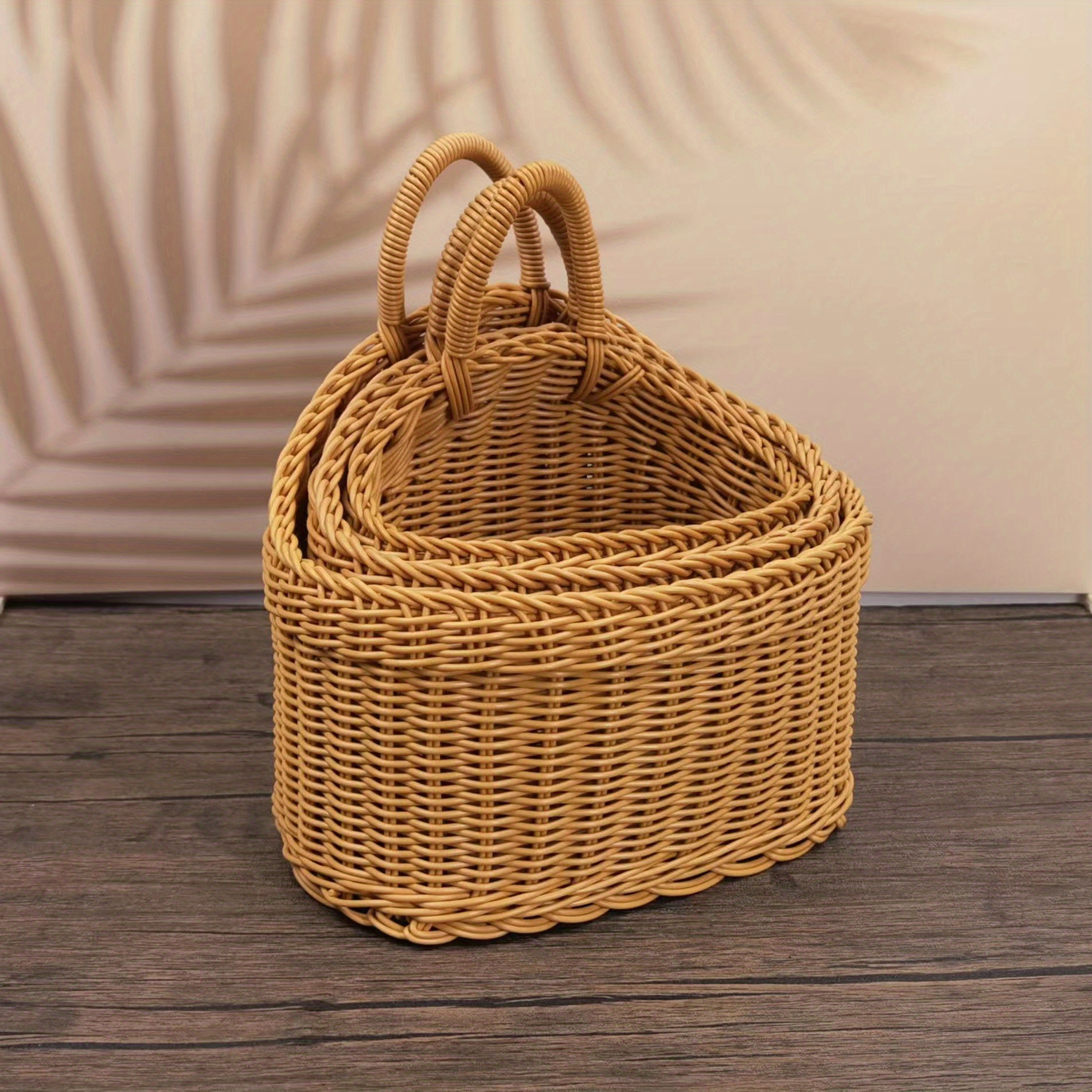 Didiseaon 9 pcs small wooden basket Tiny Basket vegetable basket with  handle small baskets for gifts flower basket woven shopping basket  christmas
