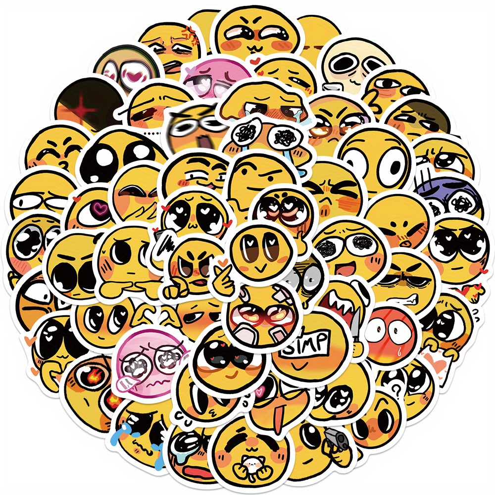 Face Stickers Yellow Emoticon Sticker Vinyl Waterproof - Temu Japan