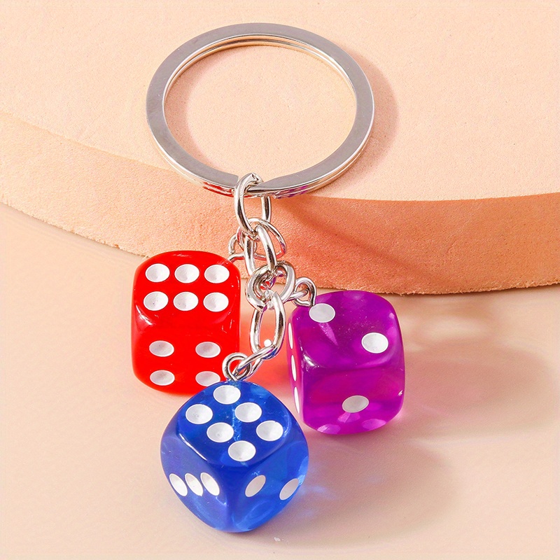 Blue dice key ring