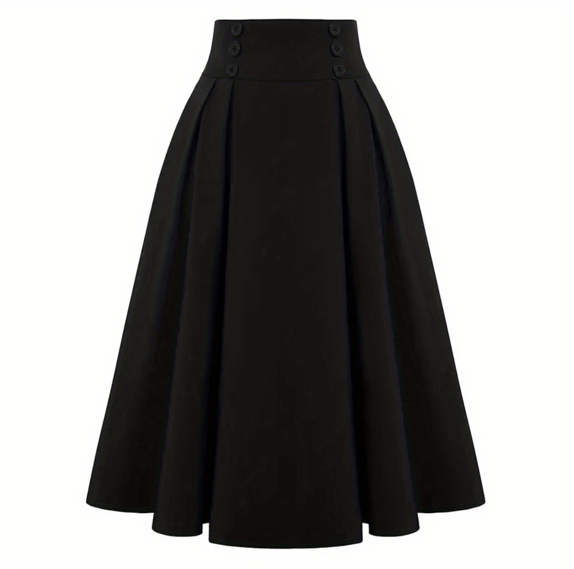 Versatile Solid Pleated Skirts Elegant Button Front High - Temu