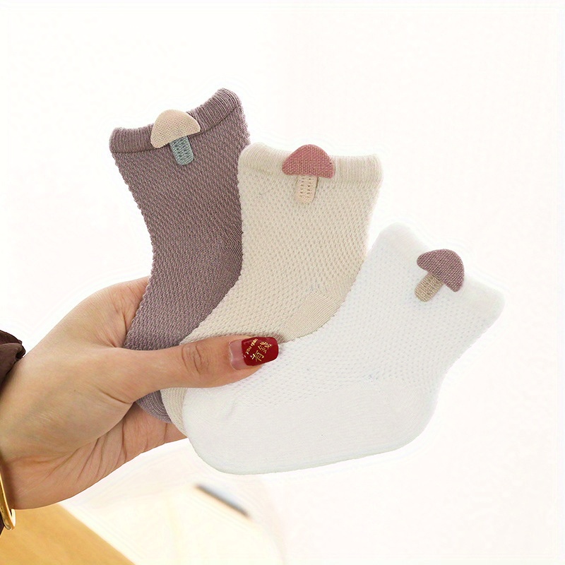 3 Pack Adorable Kids Socks Mesh Baby Crew Socks Breathable Footwear For ...