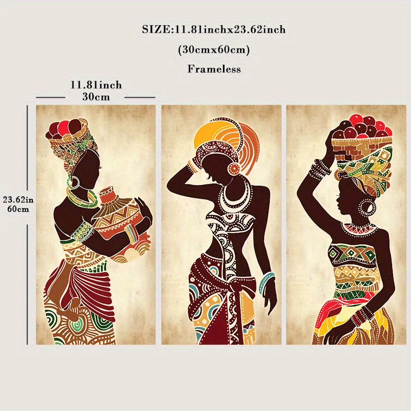 Tribal Black Afro Woman Wall Art Beauty Illustration Wall Decor Modern  Frame Art 