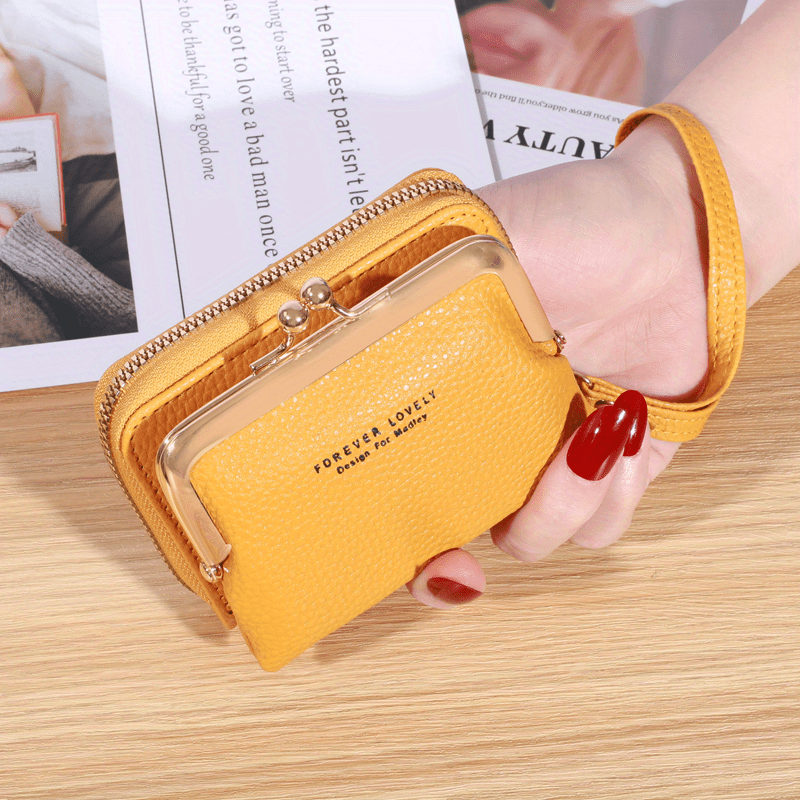 Credit Card Holder Women Detachable Kiss Lock Coin Purse Temu, Card Coin  Purse