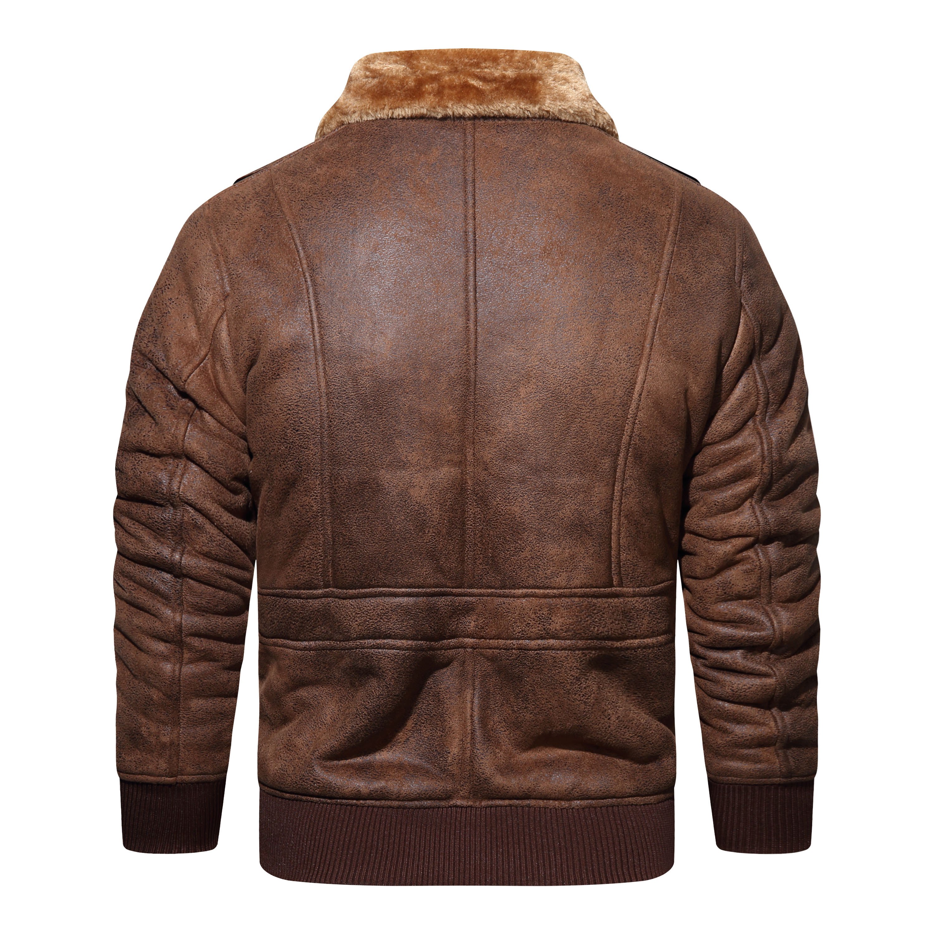 Warm Fleece Pu Jacket Men's Casual Solid Color Zip Lapel - Temu