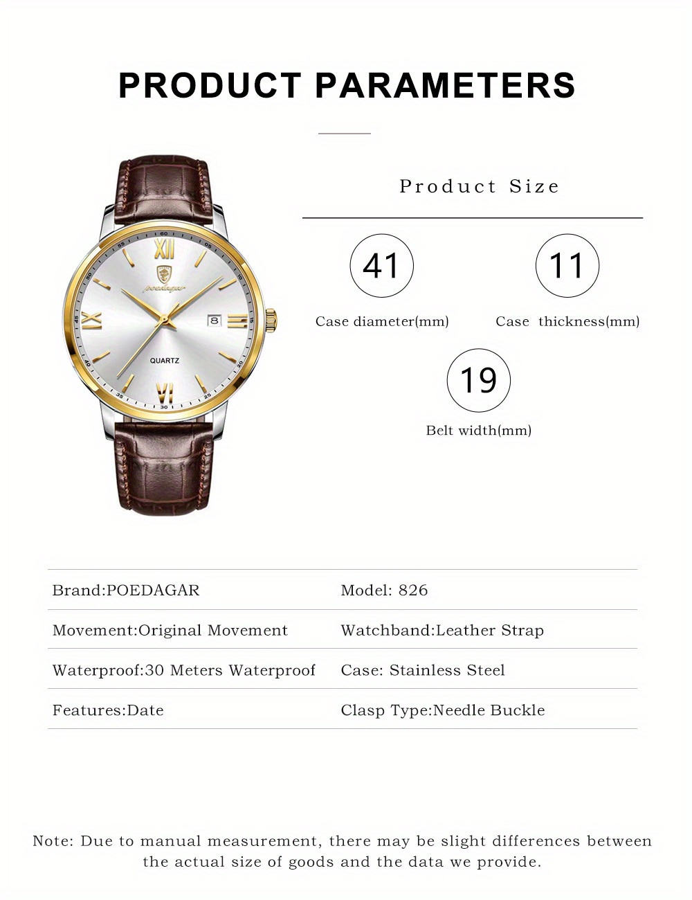   casual trendy quartz watch luminous calendar pu leather mens watch details 5