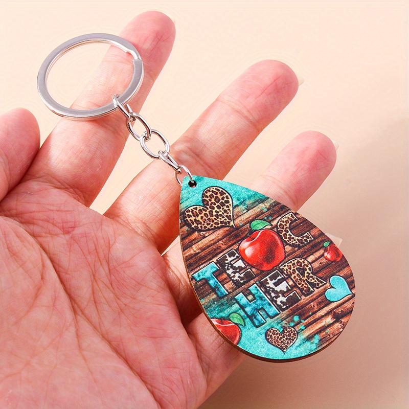 4-Pack Teacher Keychains - Stainless Steel Heart & Apple Pendant, Gift For Educators - View #10