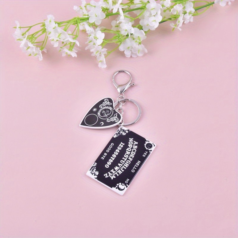 Image of 1pc Heart-shaped Card Keychain - Black & White Alloy With Iron Pendant, Lobster Clasp, Ideal For Women's Fashion Accessories, Birthday Gift, Decorative Keyring| Card Design|durable Alloy