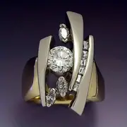 creative geometric marquise zirconia ring for men and women weddings and receptions details 1