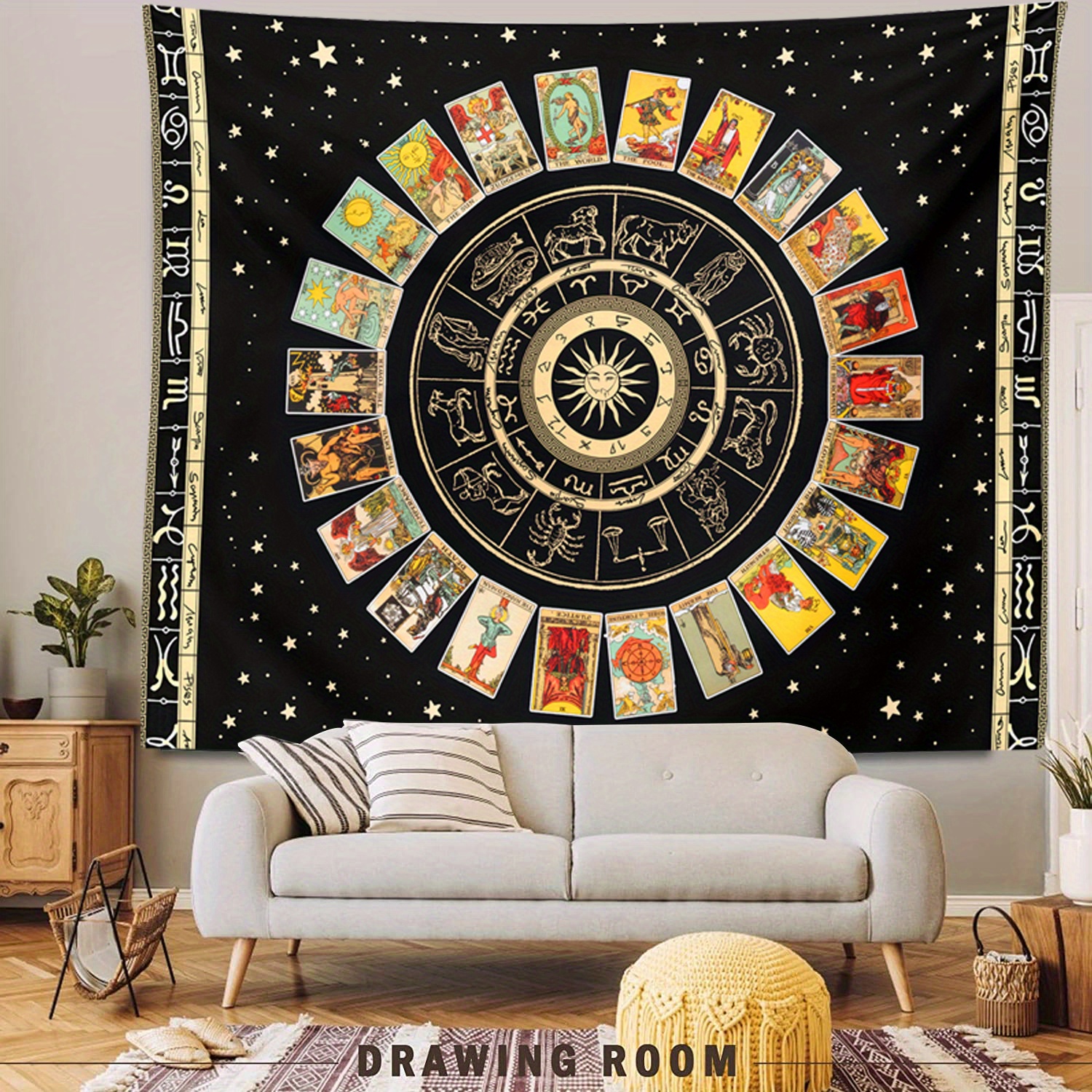 Zodiac Tapestry Constellation Sun Moon Tapestry Astrology Vintage Tapestries Tarot Card Tapestry 6868