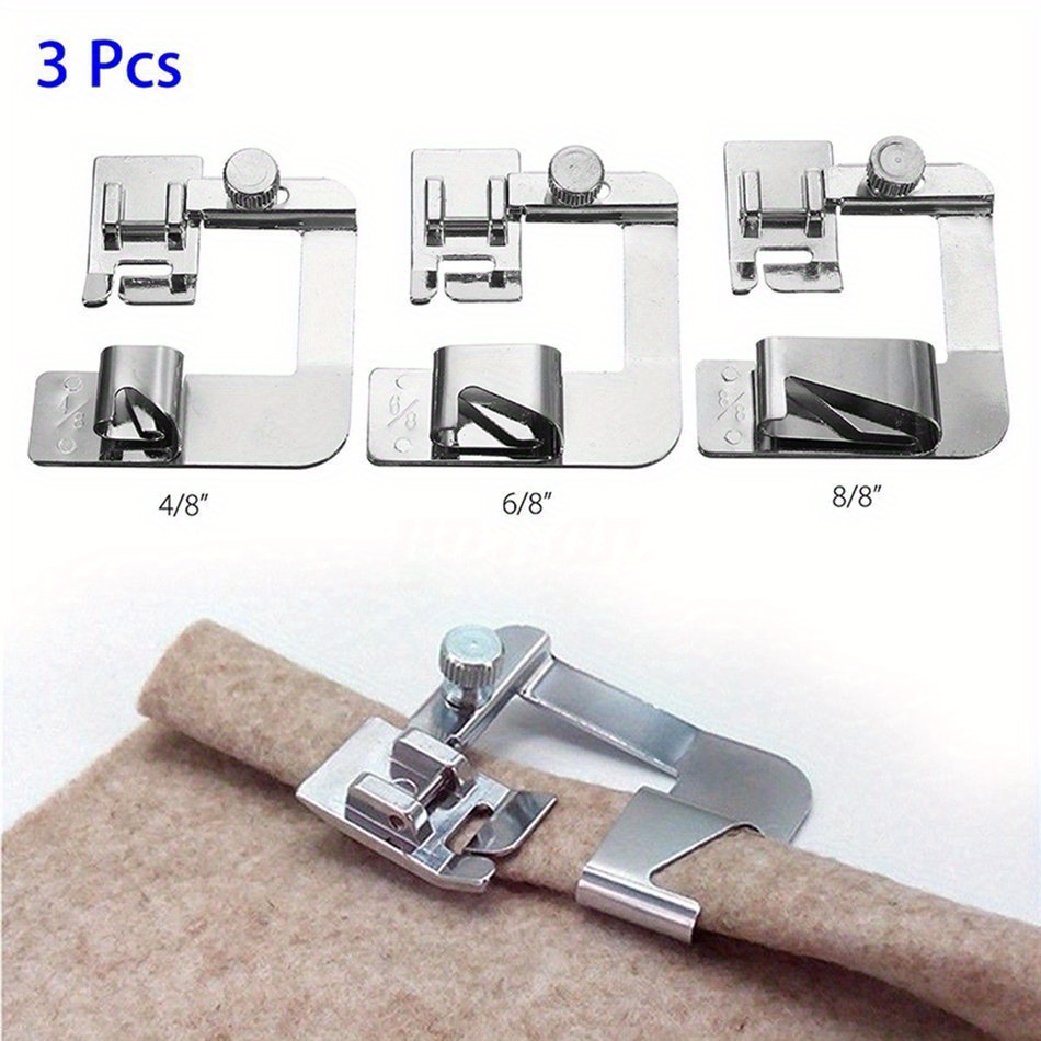 Sewing Machine Presser Foot Domestic Fabric Presser Rolled Hem Feet with  Adjustable Seam Straight Stitch Tool Sewing Accessories