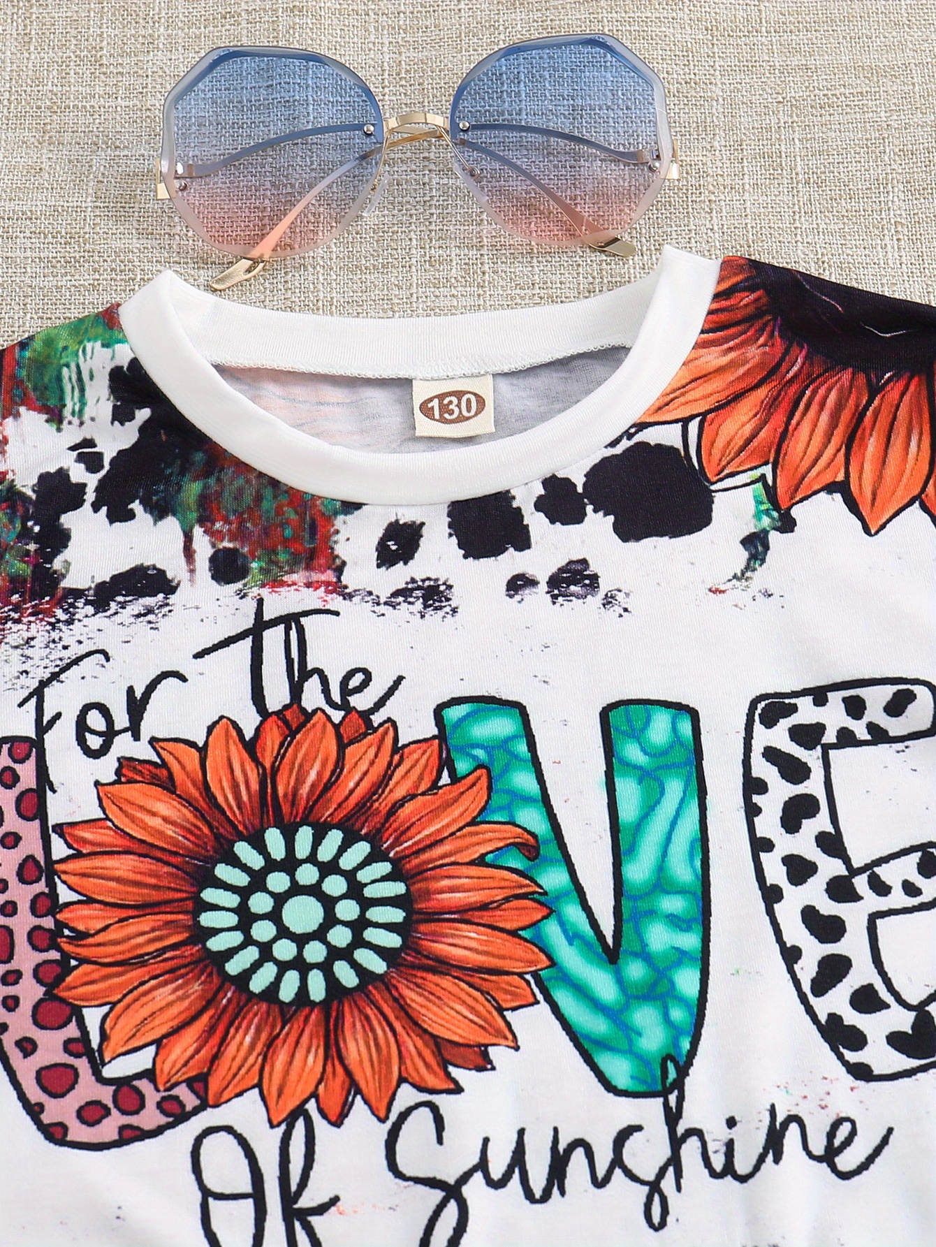 Leopard and floral LV drip white tshirt – Sweetandsassytrends